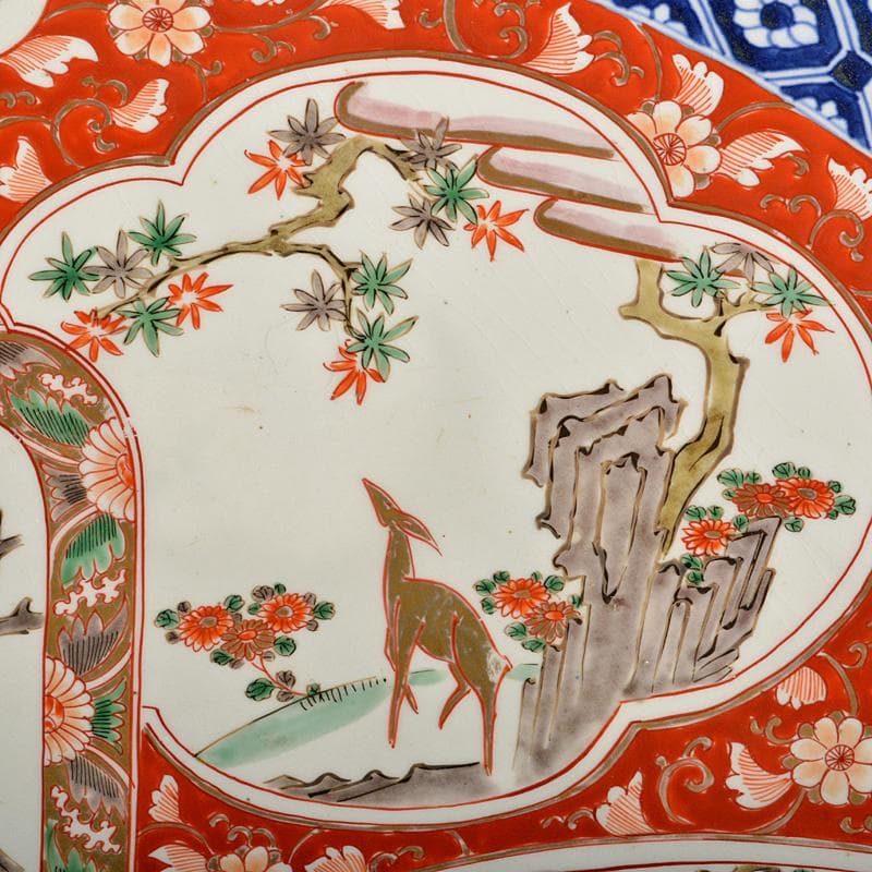 伊万里焼 古伊万里 錦手 花鳥文盤 大皿 飾皿 直径約60cm V R5955B