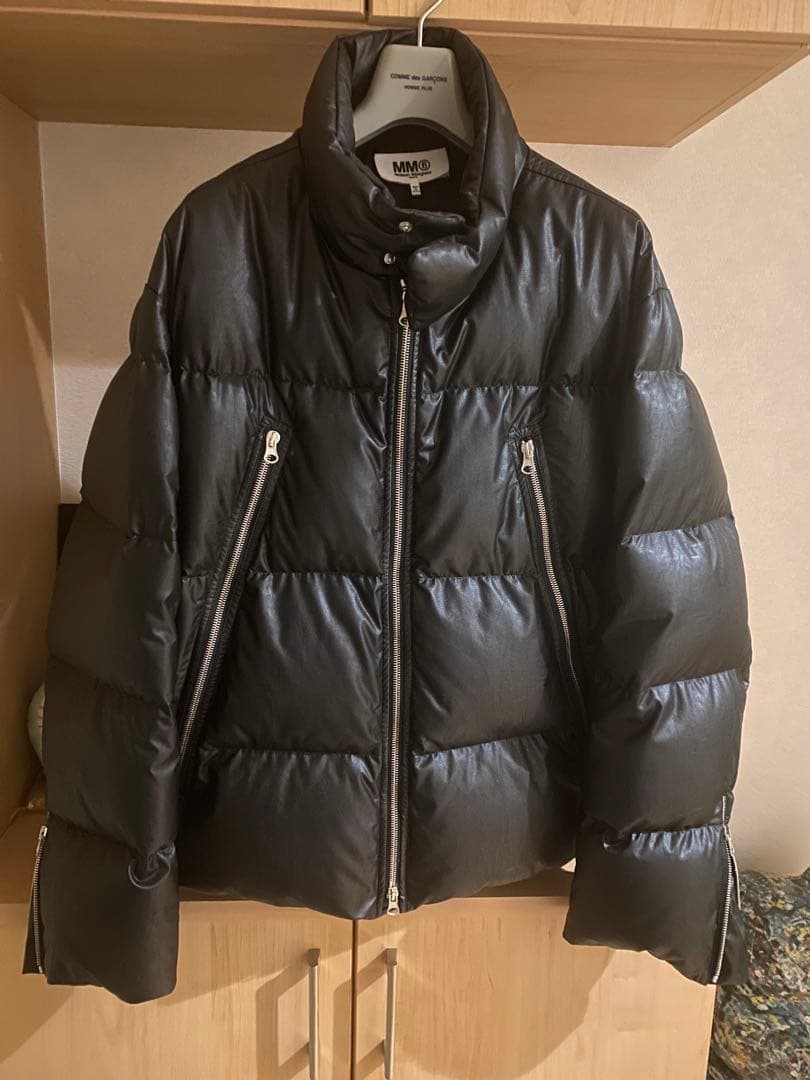 MM6 レザー ダウン ジャケット マルジェラ ライダース ハの字 パーカー
