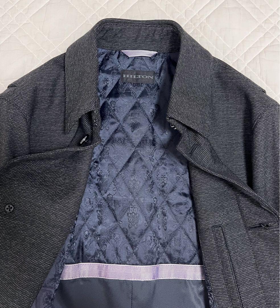 新品タグ付 HILTON ヒルトン コート ウール100% グレー ステンカラー