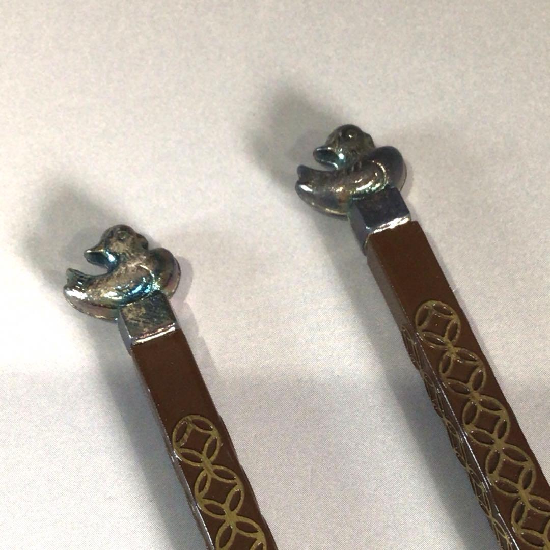 P715 飾火箸 『金工師 木村清五郎造』『鳥頭』『七宝象嵌』 共箱