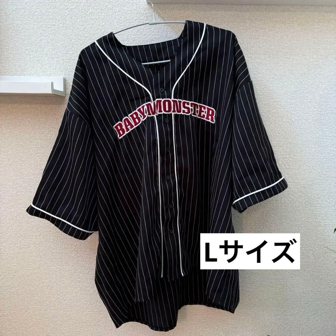ベビモン BABYMONSTER ベースボールシャツ Lサイズ 黒 ブラック - メルカリ