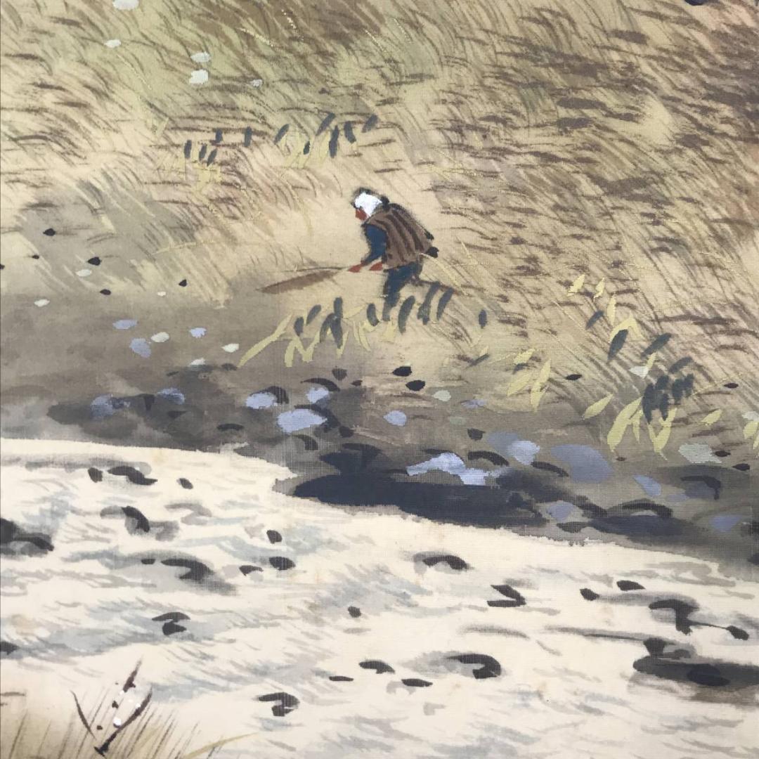 【真作】美谷/山水図/山水人物図/秋山佳趣図/掛軸☆宝船☆AB-601