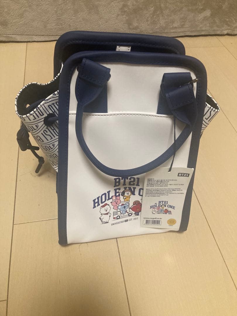 【新品】BT21 GOLF HOLE IN ONE ミニ トートバッグ　ホワイト Lynx（リンクス） LINE FRIENDS BT21 GOLF ホールインワン ミニ トート