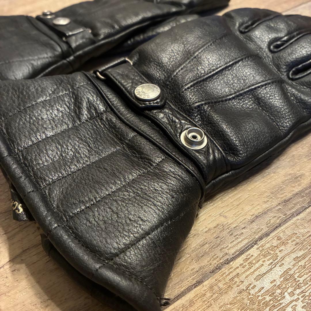 極暖】SCHOTT ボア レザー グローブ Lサイズ ブラック ガントレット SCHOTT