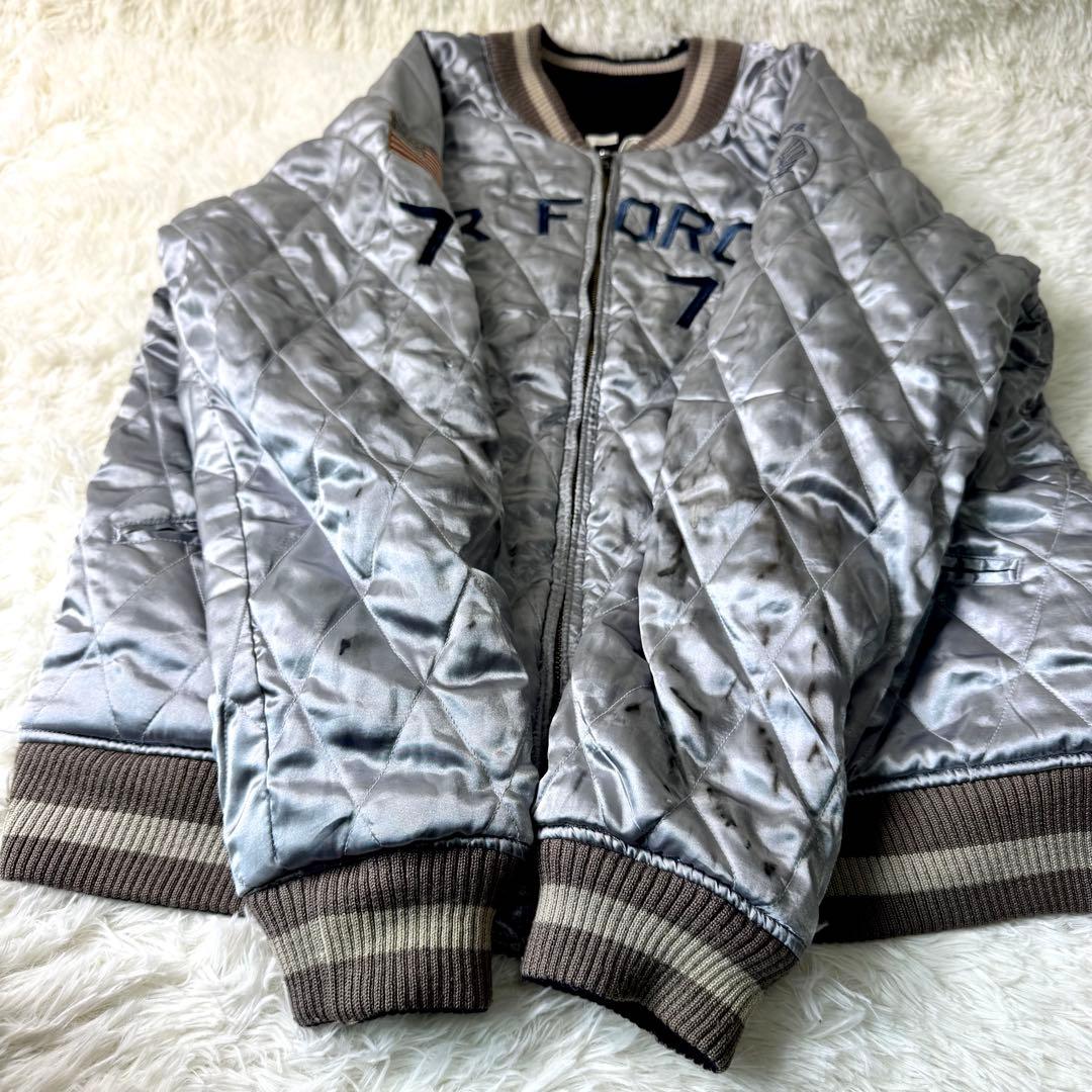 希少/XLサイズ✨AVIREX スカジャン 別珍 ベロア キルティング ワッペン