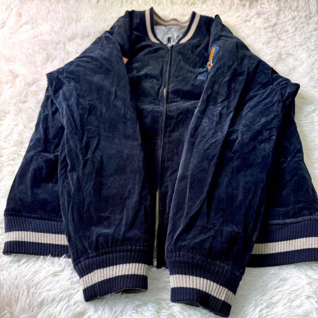 希少/XLサイズ✨AVIREX スカジャン 別珍 ベロア キルティング ワッペン