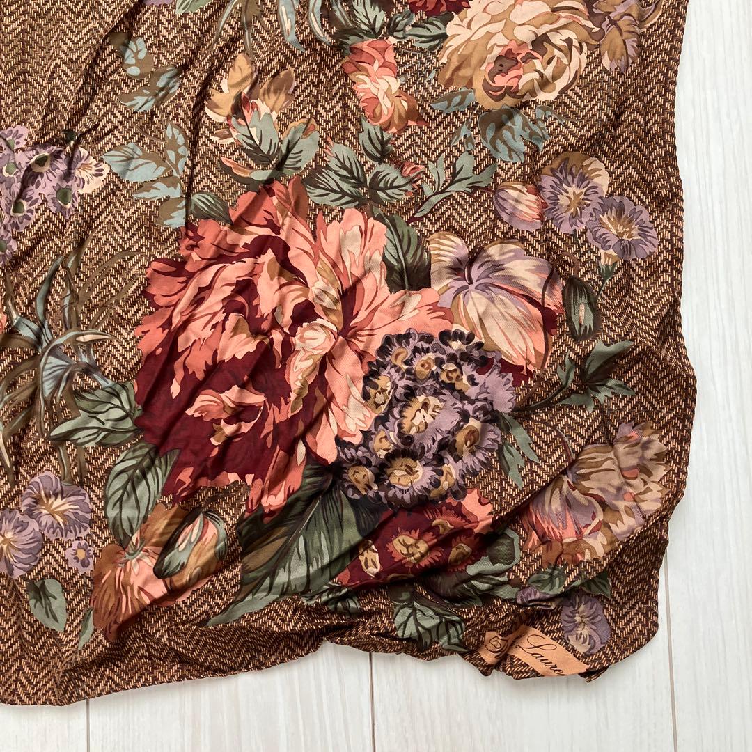 ラルフローレン スカーフ 大判 シルク 花柄 デザイン ファッション 花