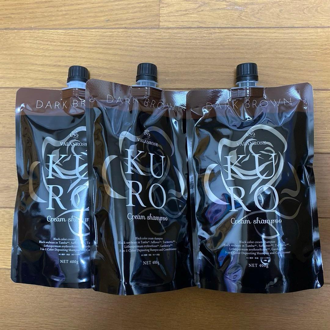 バランローズクロクリームシャンプー　３袋 VALANROSE（バランローズ） 白髪染めシャンプー KUROクリーム