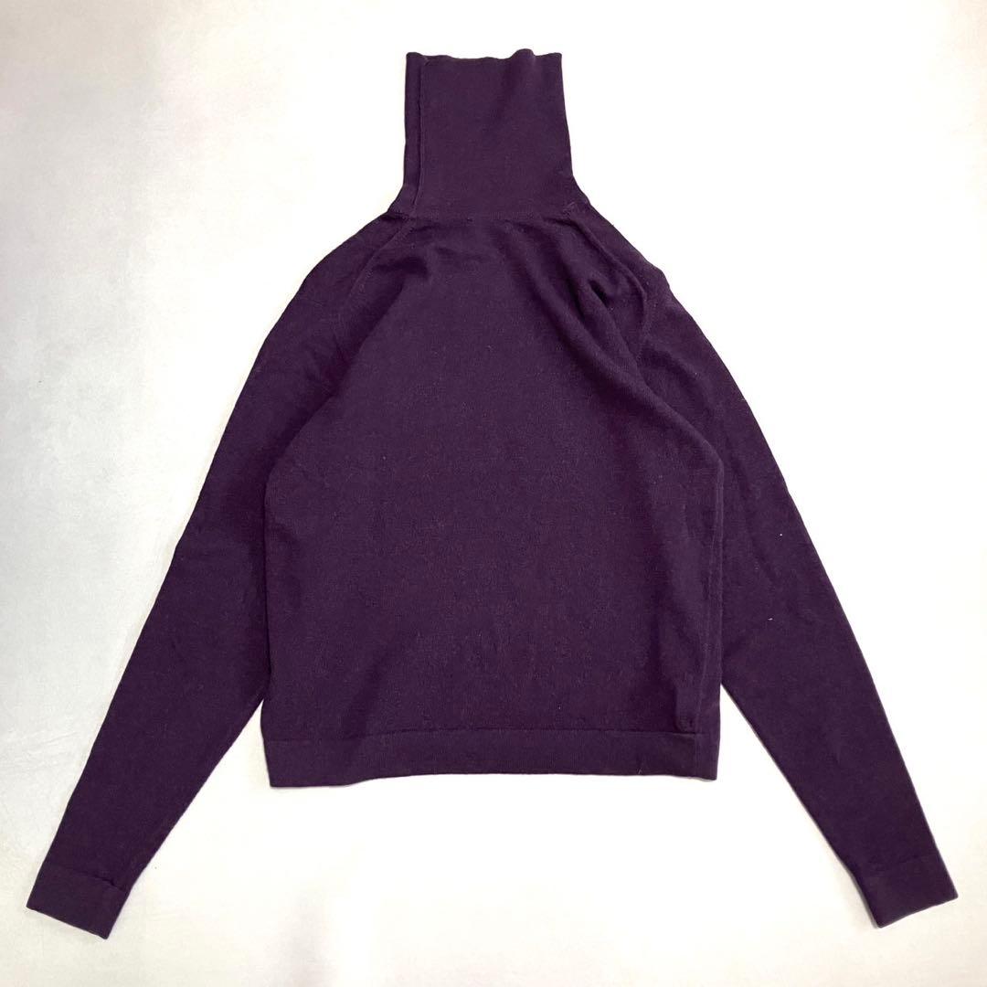 極美品 HERMES ウールカシミヤ100 タートルネック 紫 ヴィンテージ L