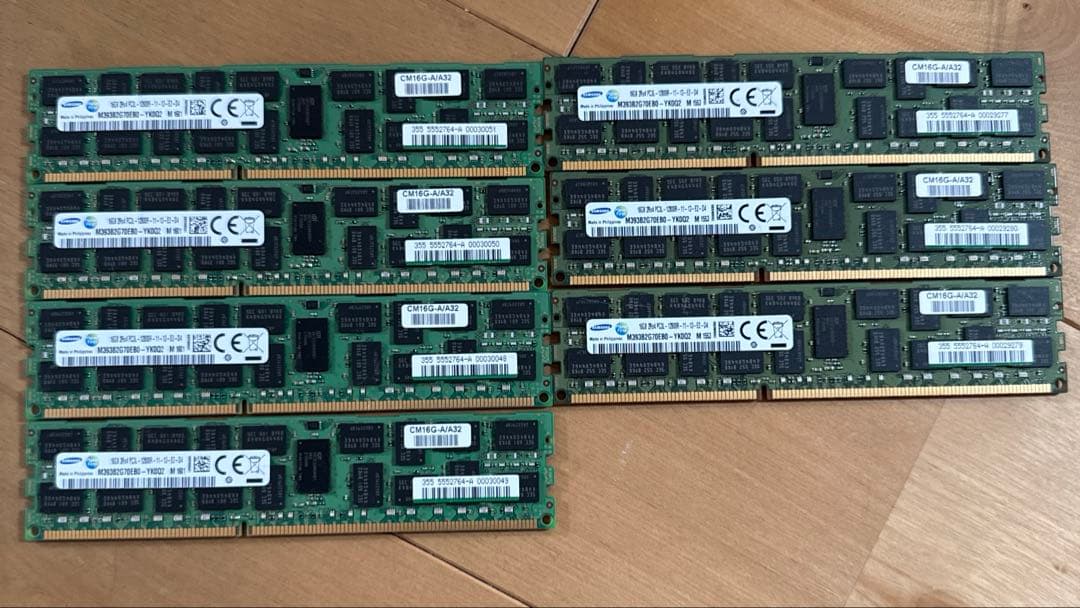 SAMSUNG PC3L-12800R 16GB✖️7枚 サーバ用 SAMSUNG（サムスン） 中古メモリ メモリ 16GB PC3L-12800R DDR3L-1600