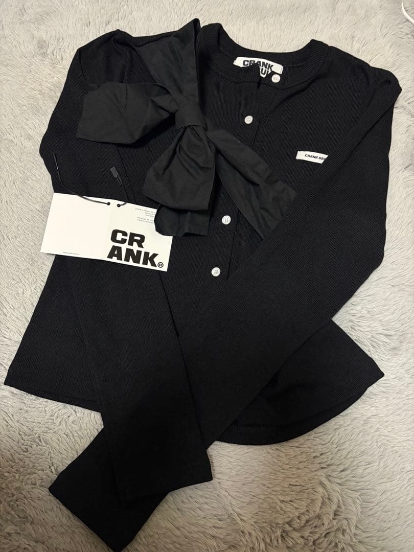 CRANK リボン ニット カーディガン ブラック twice - メルカリ