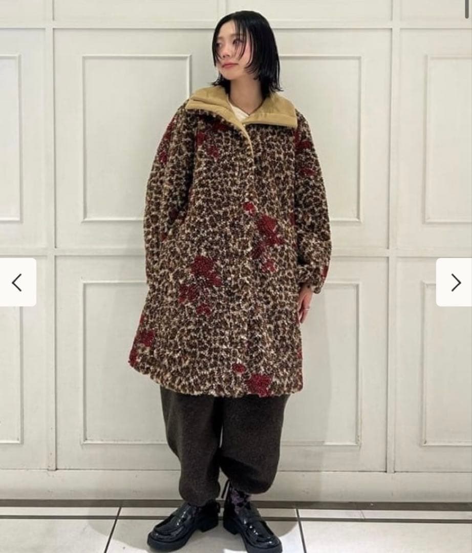 25aw未使用品フミエタナカfumietanakaレオパードボアロングコート