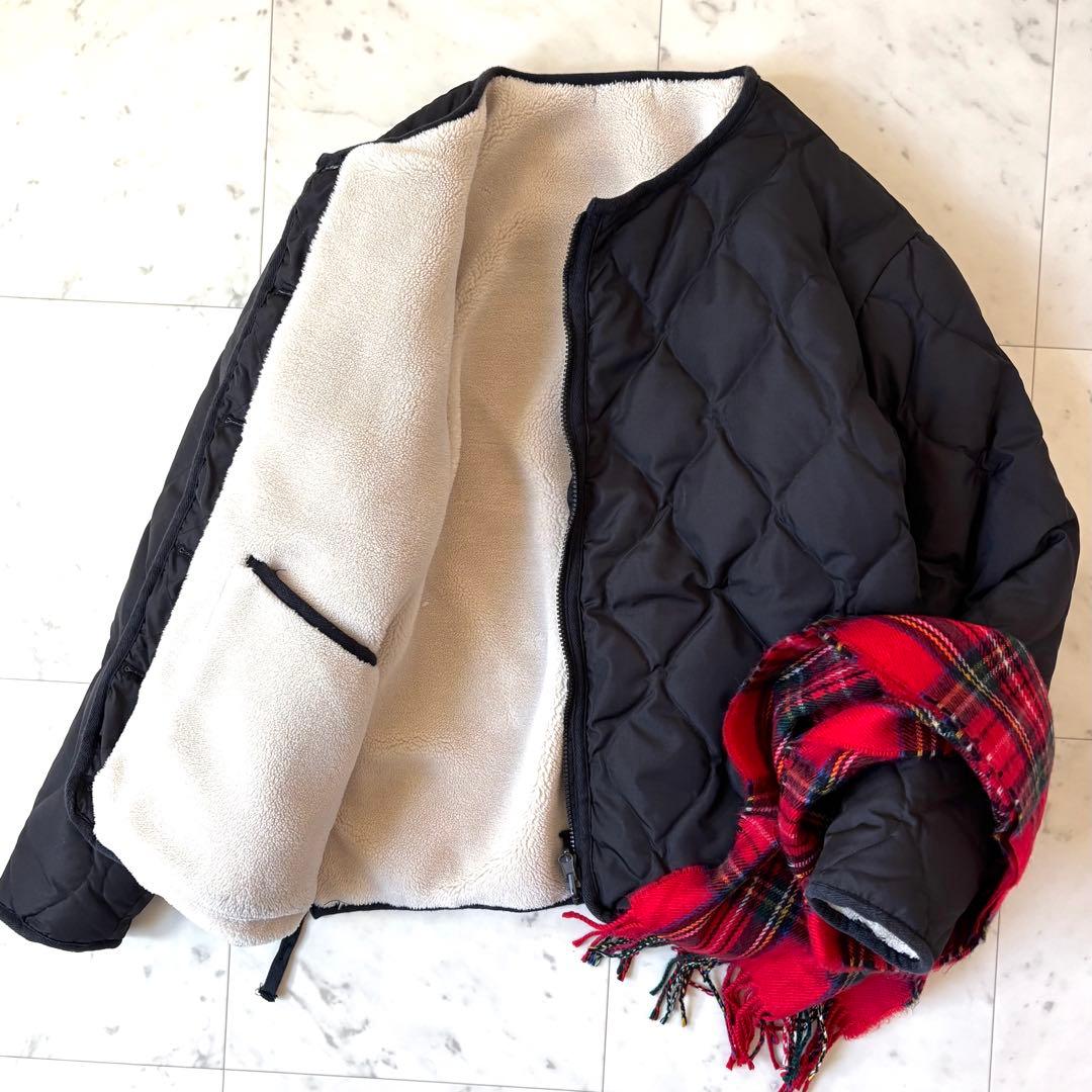 美品　タイオン　ミリタリー リバーシブルクルーネックダウンジャケット　ボア TAION（タイオン） ミリタリー リバーシブル クルーネック ダウン