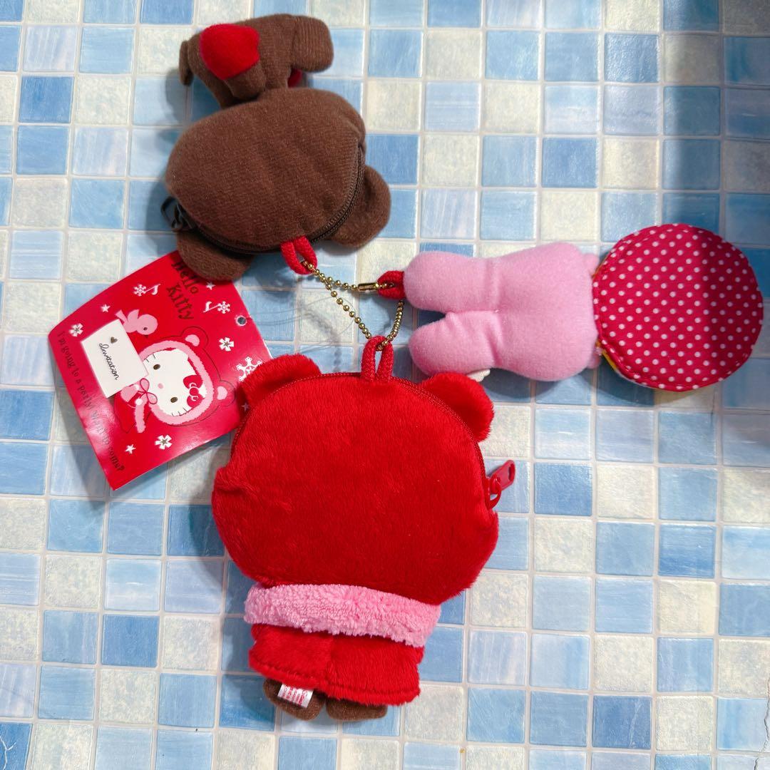 サンリオ　ハローキティ　レッドクマフード付き　ミラー付き　ポーチセット　激レア