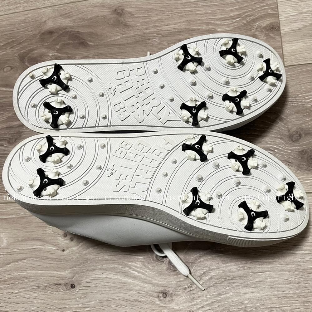 パーリーゲイツ サイドロゴ スパイク シューズ 24.5cm 白 レディース