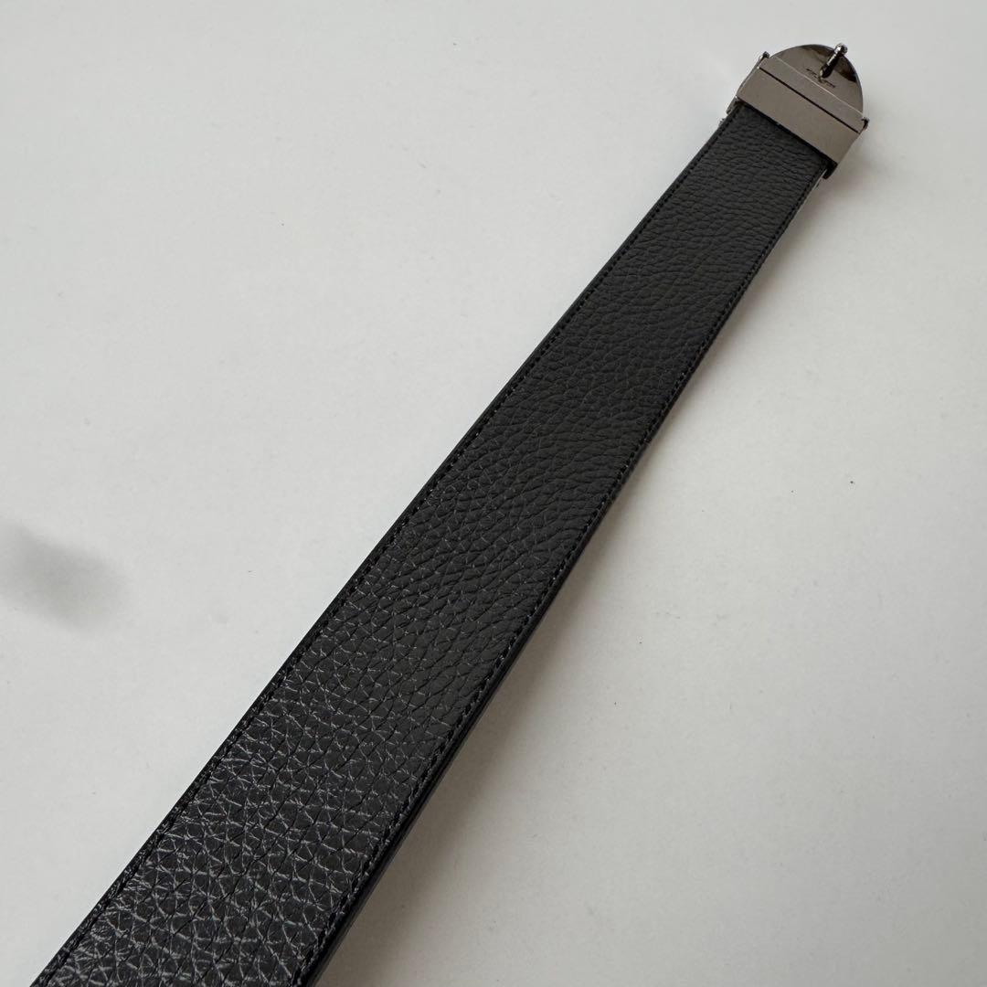 極美品】コーチ シグネチャー リバーシブル ベルト メンズ シボ革 黒