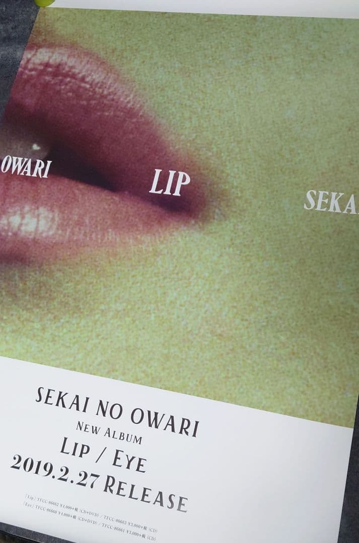 【非売品・激レア】SEKAI NO OWARI「Eye / Lip」告知ポスター