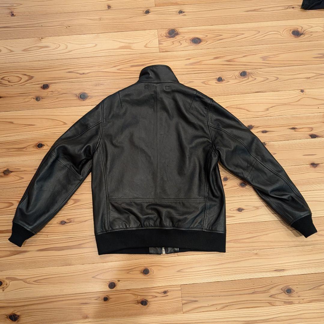 AVIREX ブラックレザー シングルライダースジャケット - メルカリ