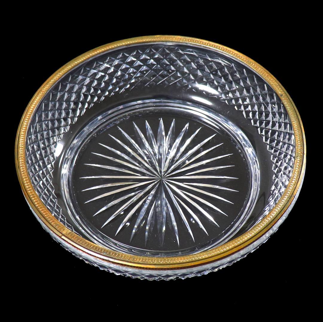 オールド・バカラ 明治～大正時代 春海商店特注 金装飾霰切子大鉢