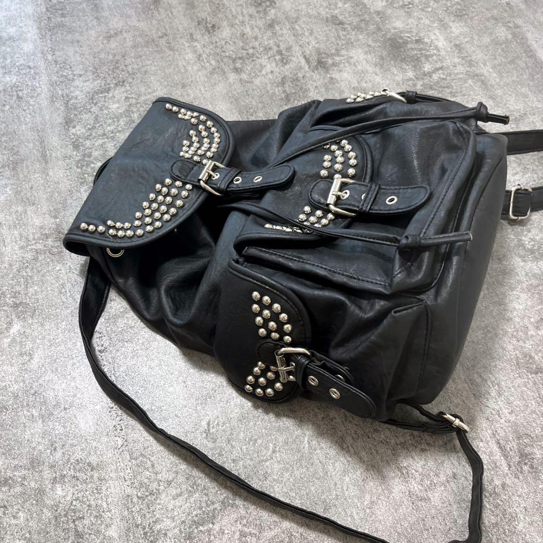 y2k 00s スタッズ リュック グランジ ブラック - メルカリ