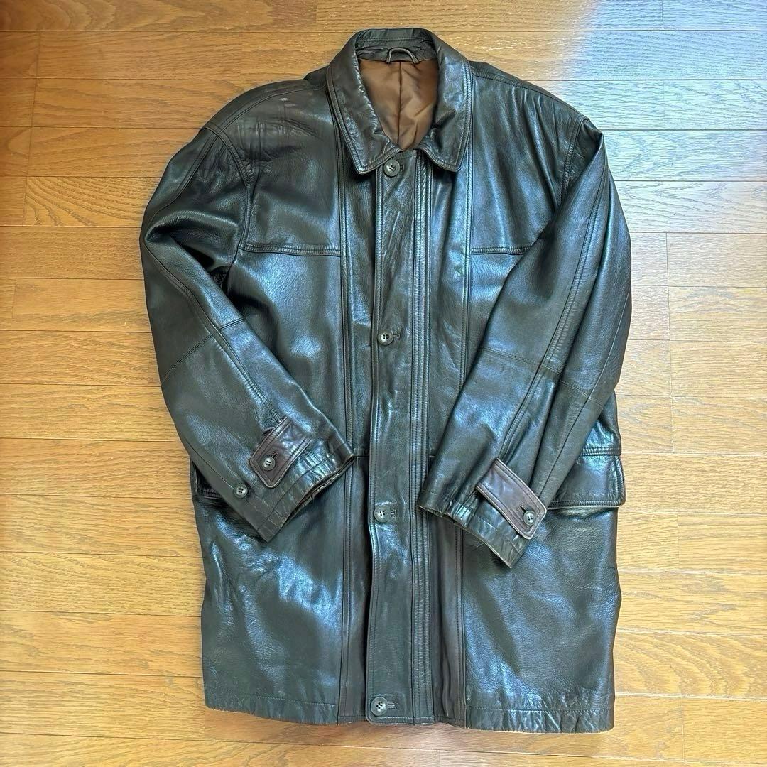 ラム革ハーフコート レザーコート メンズ ハーフコート 革コート ラム革 ブラック 黒 6085