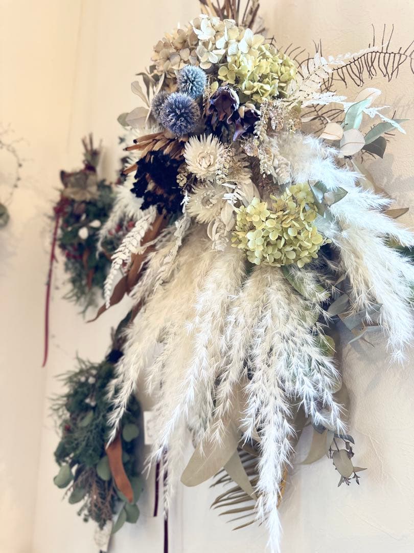 プロテアとパンパスグラスのアンティークスワッグ＊ 73㌢ ネイティブ