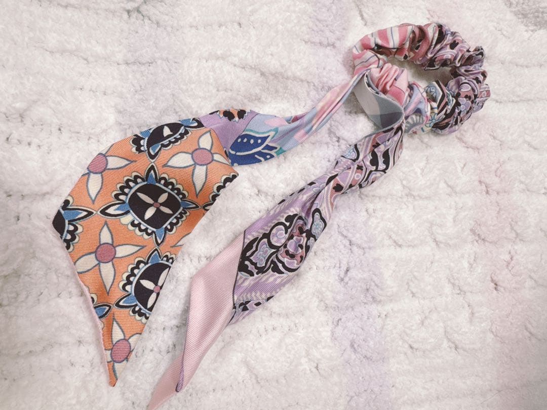 エルメス　正規品　花柄シュシュ付きヘアアクセサリー 楽天市場】【在庫各1点 新品】 HERMES エルメス シュシュ クラウディア