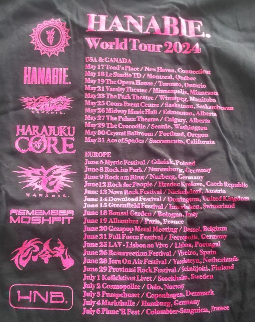 未使用 花冷え。2024WorldTourTシャツXL HANABIE日本未販売 - メルカリ