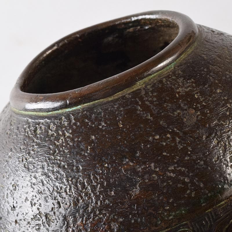 中国 古銅 漢詩饕餮文 双耳瓶 時代箱付 M R8223B - メルカリ