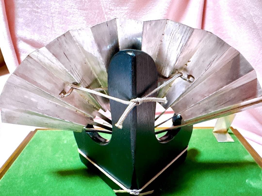 純銀製 末廣秀雄作 松竹梅金彩飾り扇子 ガラスケース付 漁業25年記念