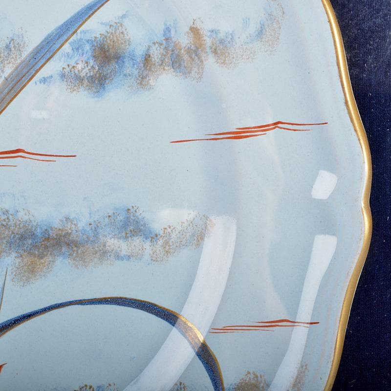 仏蘭西十九世紀 エミール・ガレ作 花文 飾絵皿 サイン入 額装 K R5293B