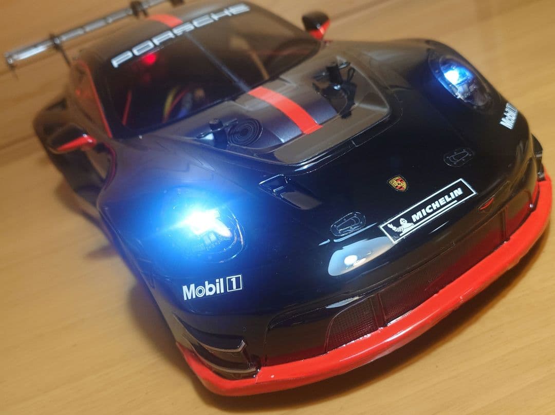 田宮RCポルシェ911GT3 R (992)LEDライト付＆プロポ充電器完成品 - メルカリ