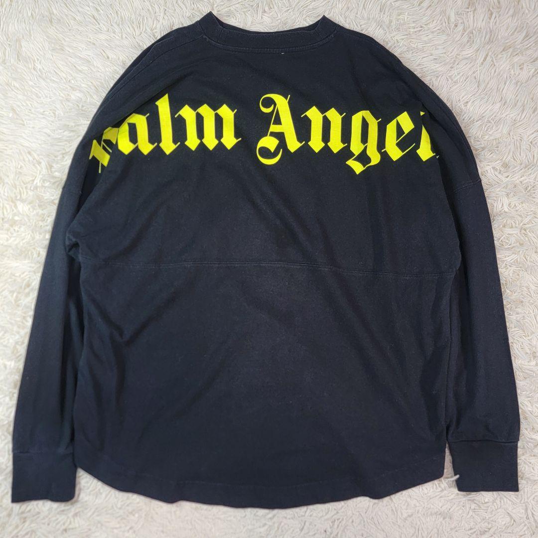 palm angels ロンT ロゴプリント 限定カラー ブラック×イエロー S