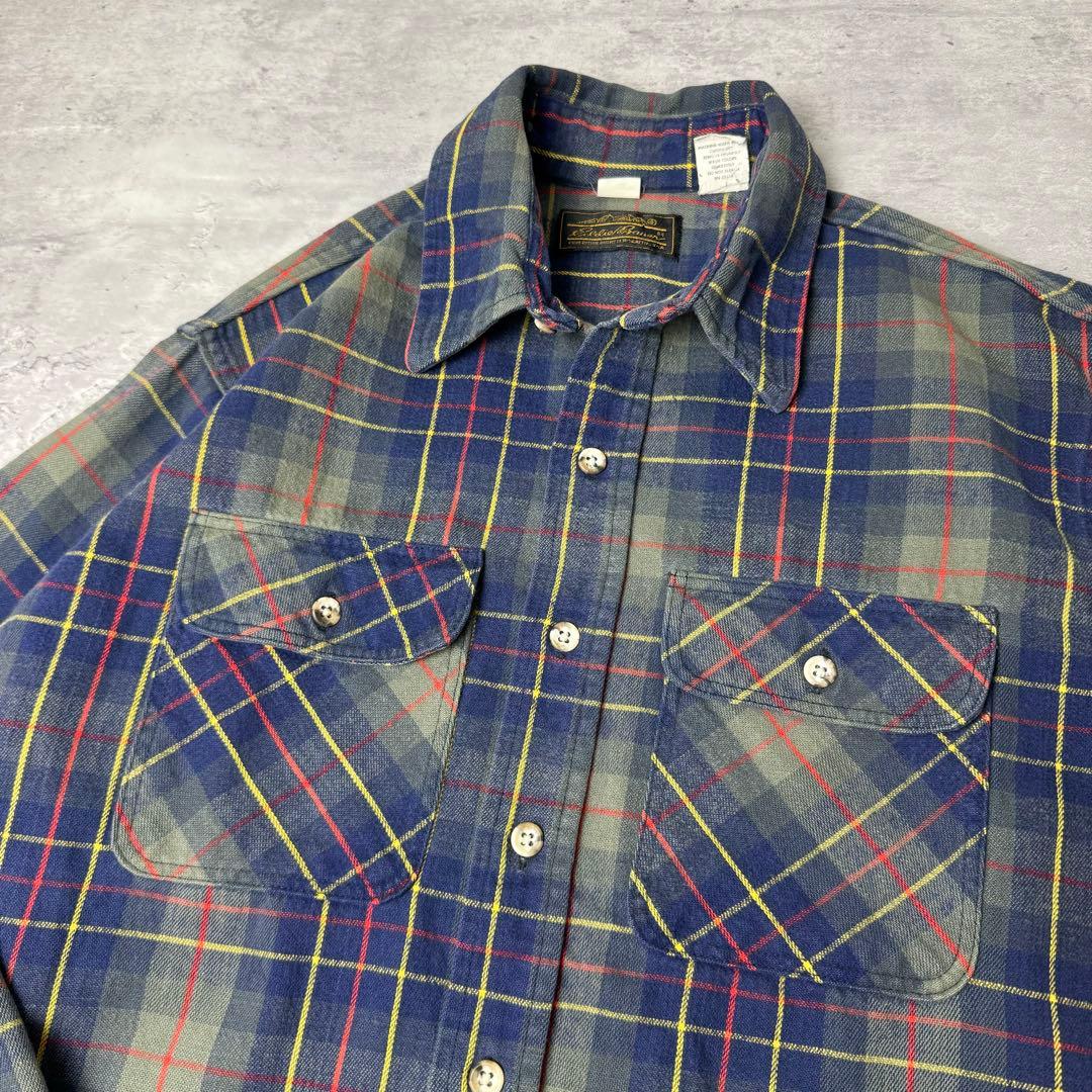 80s USA製 黒タグ Eddie Bauer オンブレチェック ネルシャツ - メルカリ