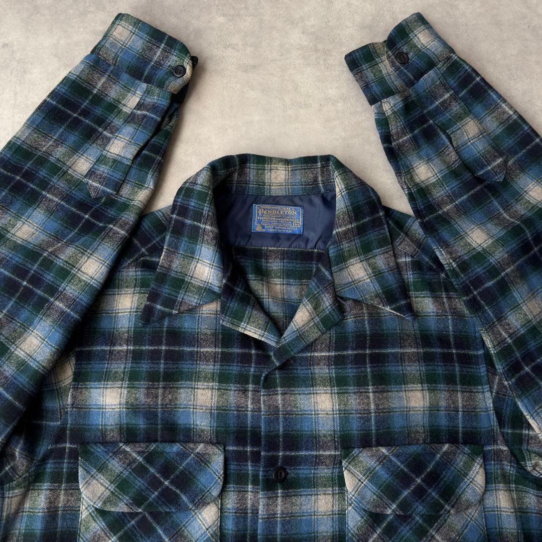 き*ね様 PENDLETON ペンドルトン ボードシャツ チェック ビンテージ 美品 ペンドルトン オンブレ チェック ウール 長袖 ボードシャツ 黒