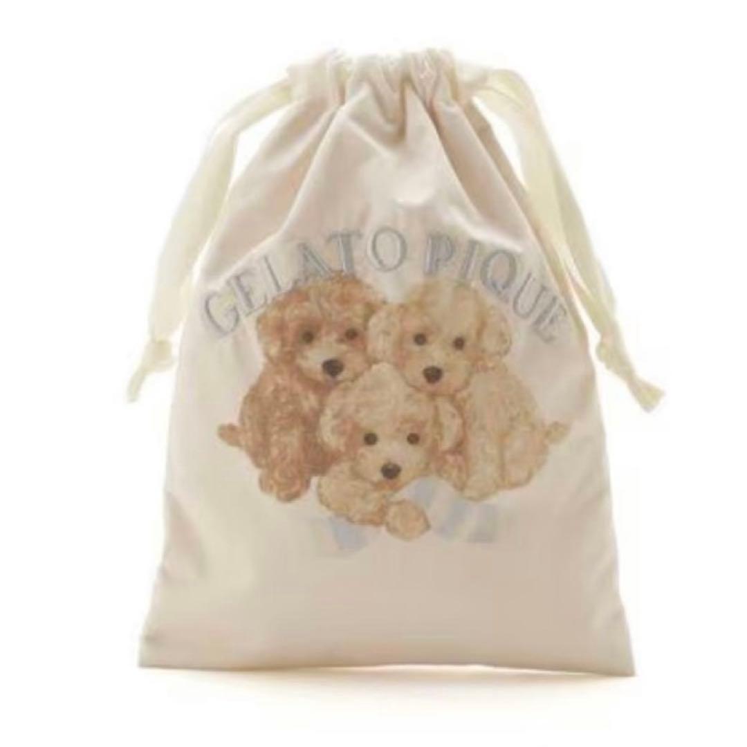 新品 未開封 タグ付き トイプードル柄巾着セット ジェラートピケ