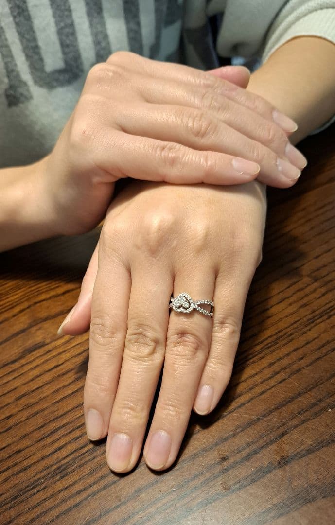 【Min様】K18WG 0.54ct 12号 ハートモチーフ ダイヤモンドリング