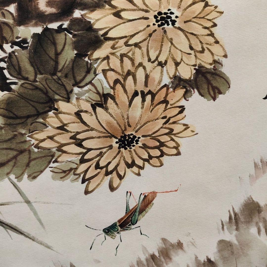 《王雪涛・花喜上眉梢》 四尺中堂掛軸　宣紙表装 175×70cm 実物撮影