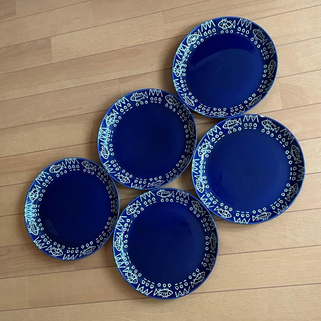 ✨ミッチャム 藤井風 パスタ皿5枚♡ アラビアンブルー魚柄 - メルカリ
