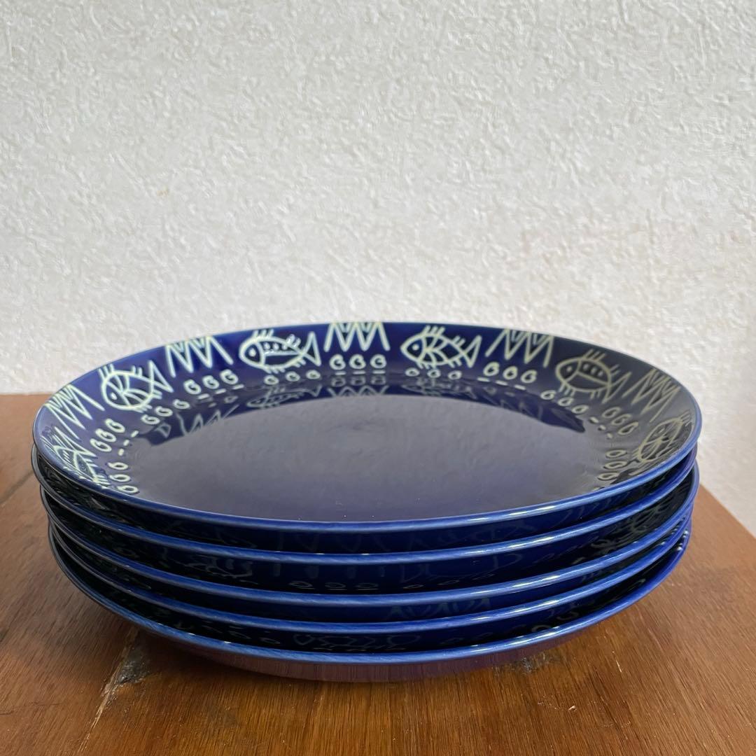 ✨ミッチャム 藤井風 パスタ皿5枚♡ アラビアンブルー魚柄 - メルカリ