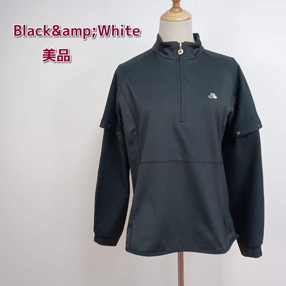 ✨美品✨ Black&White ブラック＆ホワイト ジャンバー スポーツウェア ファートラックジャケット ブラック×オフホワイト｜アパレル,ジャージ