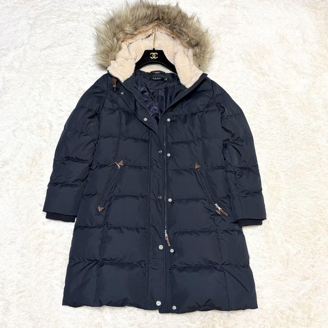 極美品✨ローレンラルフローレン ダウンコート ボア　ファー付 ネイビー S POLO RALPH LAUREN（ポロ・ラルフローレン） 爆買 ポロ ラルフローレン