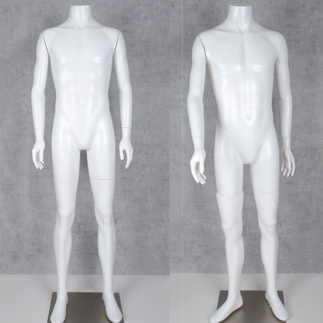 メンズ ヘッドレスマネキン 白 男性 樹脂製 軽量 細マッチョ ボディ 紳士全身