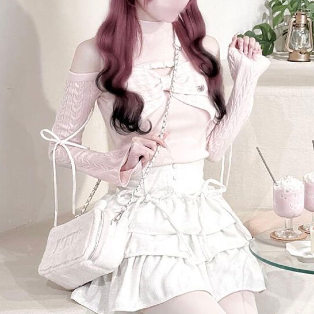 ハニーミュウ イモちゃん ビッグリボン肩あきニットトップス - メルカリ