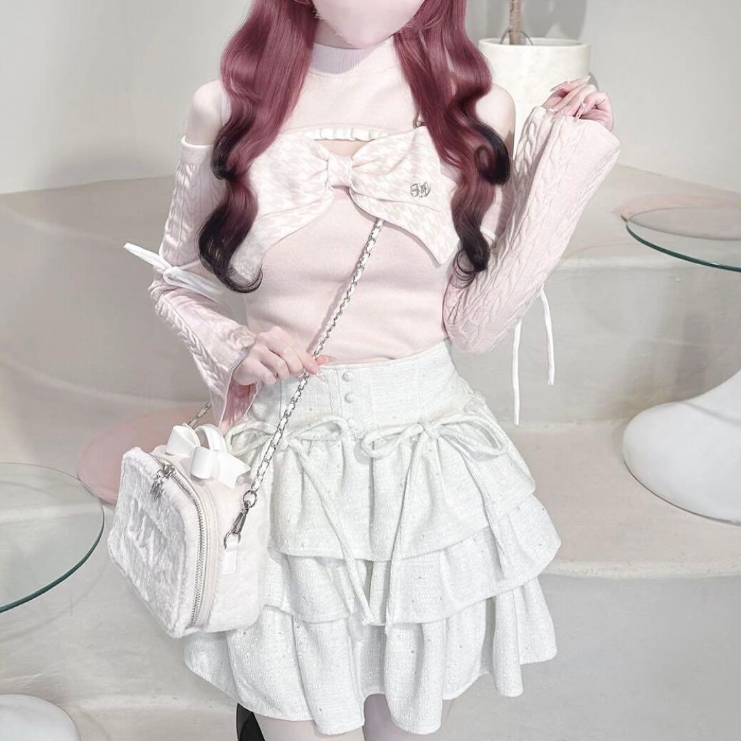 ハニーミュウ イモちゃん ビッグリボン肩あきニットトップス - メルカリ