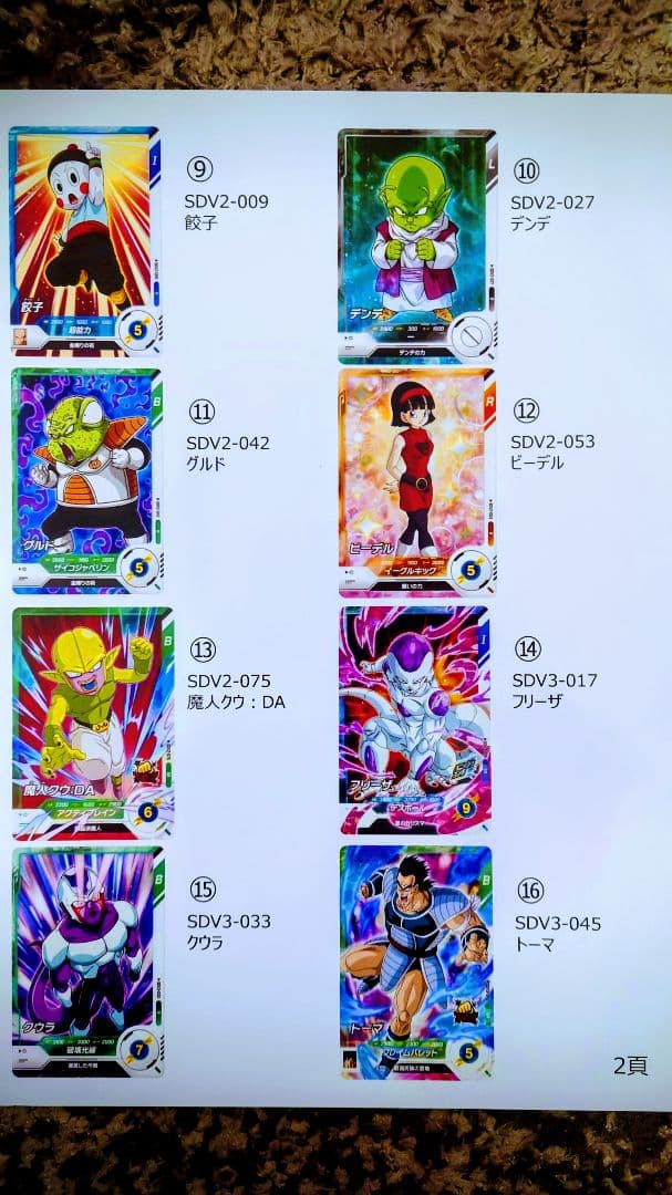 ドラゴンボールSDBH、SDVカード
