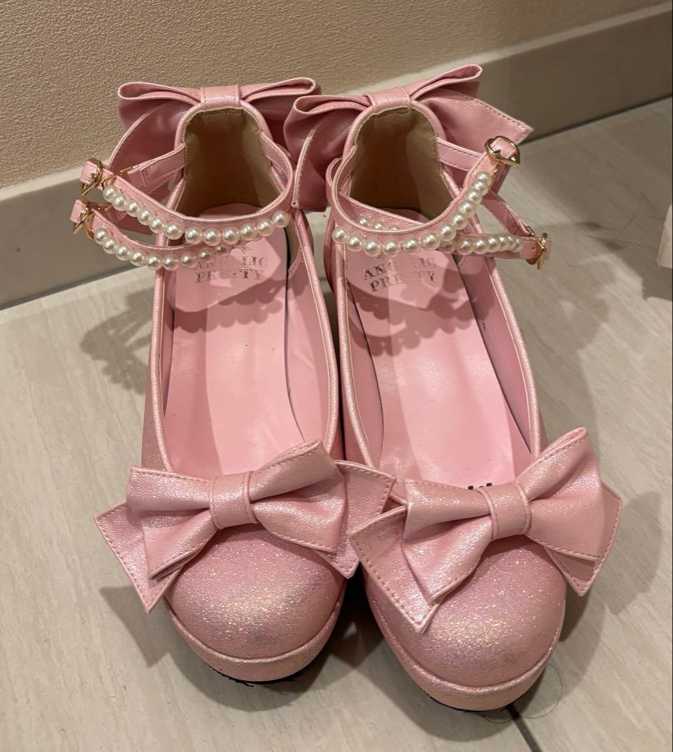 ANGELIC PRETTY リボン付きパールストラップピンクパンプス Angelic Pretty（靴/シューズ ・ ピンク/桃色系）のフリマアイテム一覧