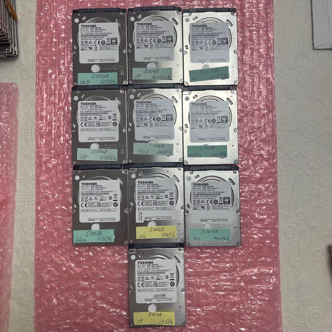 Toshiba 500GB 内蔵型ハードディスクドライブ１０台まとめて WD Green 令和セール 2.5インチ 500GB HDD 内蔵ハードディスク SATA