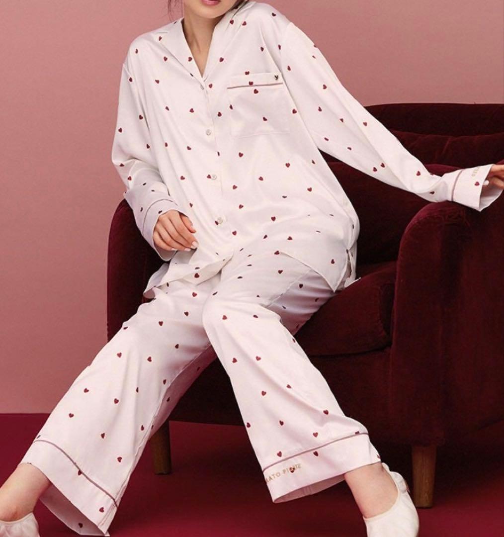 ジェラートピケ ハート サテン パジャマ上 ピンク 新品未使用 - メルカリ