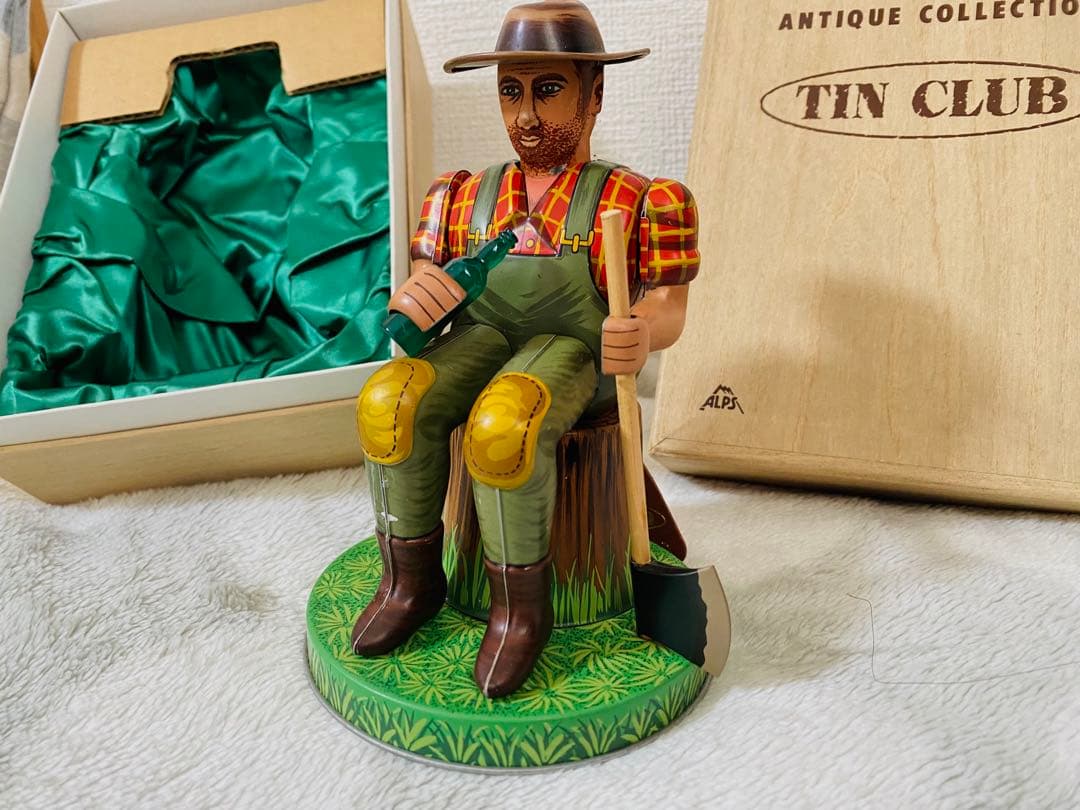 【1月末まで!】【外箱付き】酒のみ木こりTIN CLUB 昭和 電動ブリキ人形 アルプス商事 TIN CLUB 酒のみ木こり 外箱付き | ブリキのおもちゃ